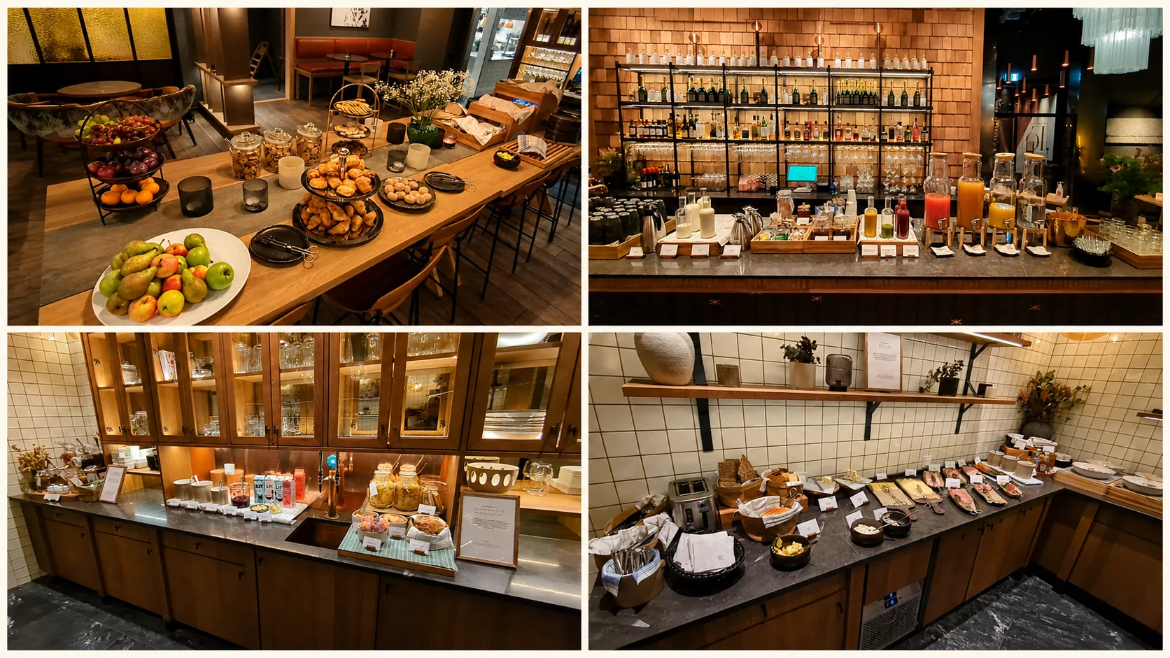 The breakfast buffet at Elite Hotel Frost: fruit, breads, juices, cheeses and cold cuts