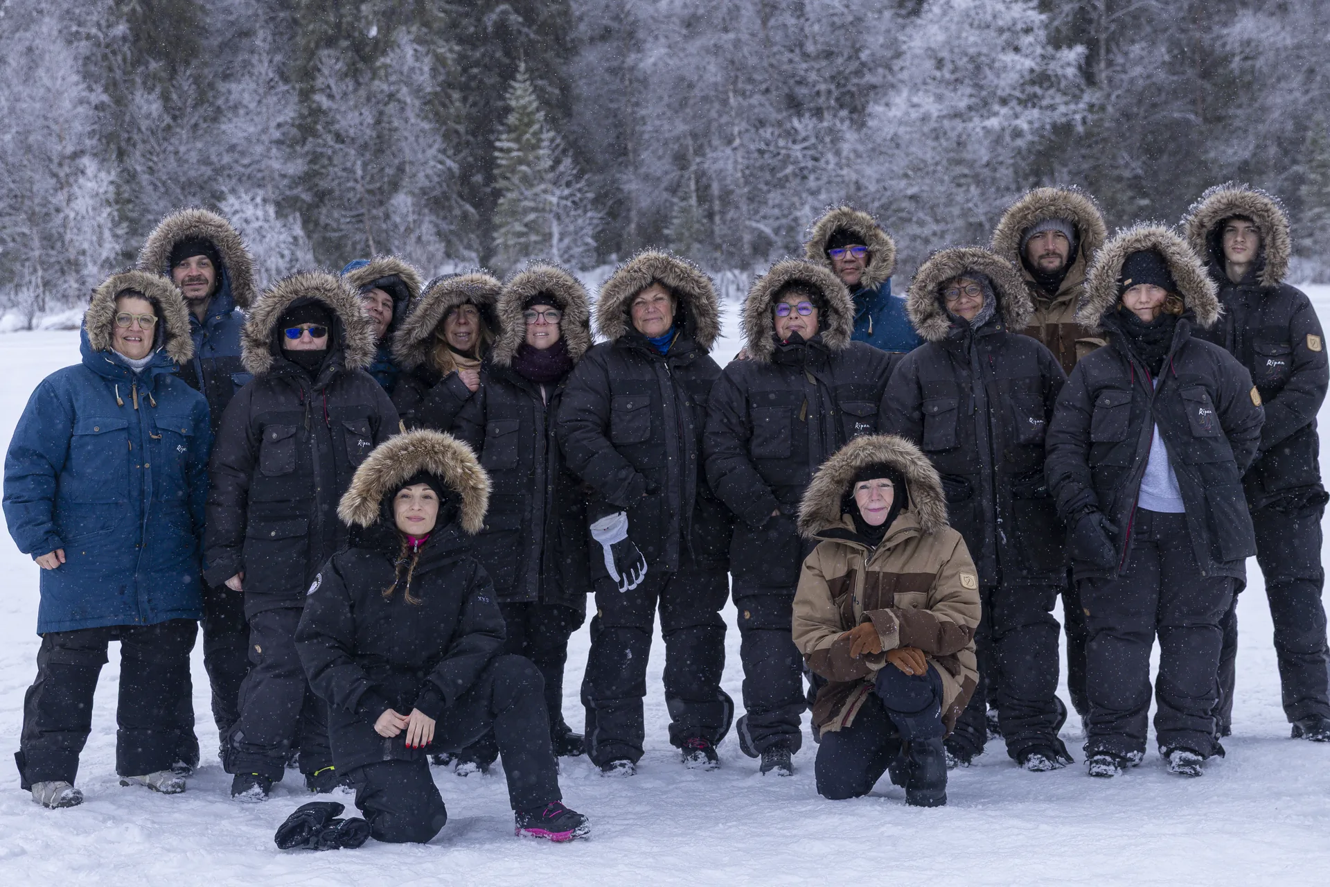 Group in the full winter clothing set provided for every activity